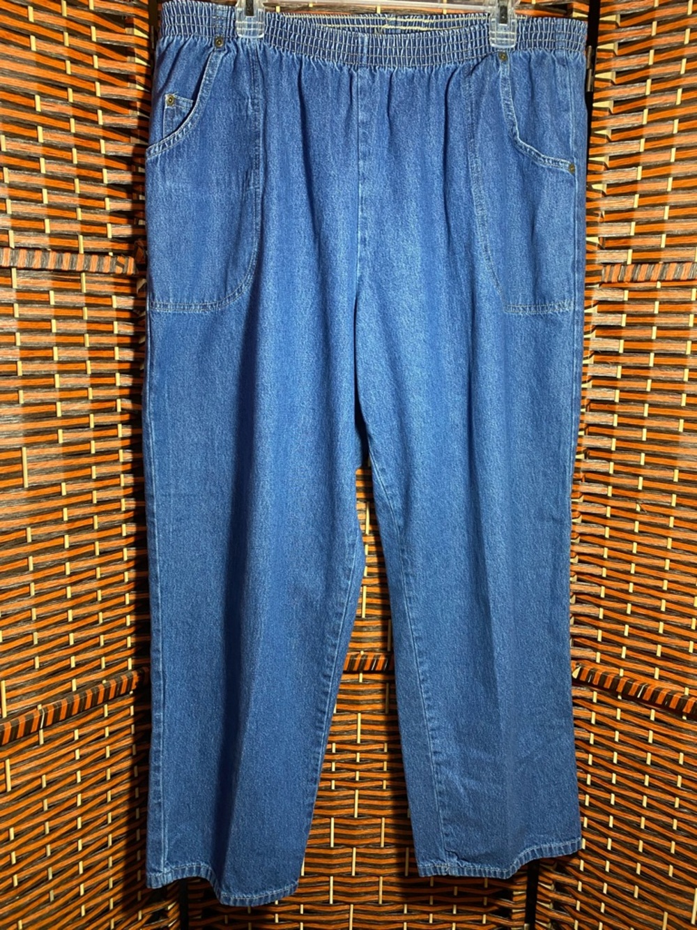 Cabin Creek Size 22WP Elastic Waist Denim Jeans Relaxed Fit Pull On Mom Jeans